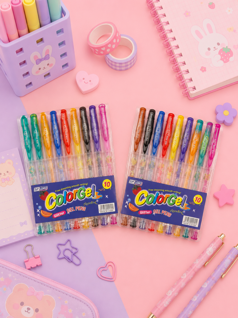 Kit C/ 10un Caneta de Gel C/ Glitter e Cheirinho