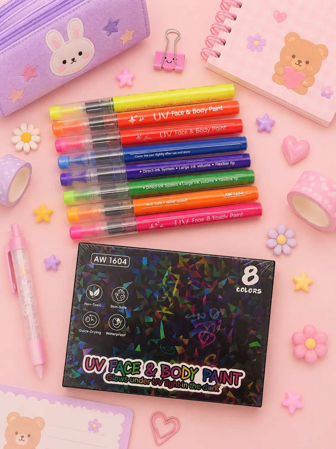 Kit Caneta Artística Neon (P/ Rosto) - Imagem 1