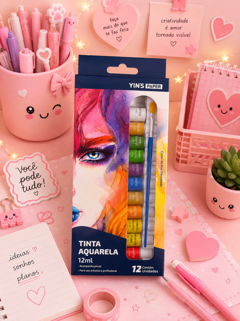 Kit Tinta Aquarela C/ 12 Cores