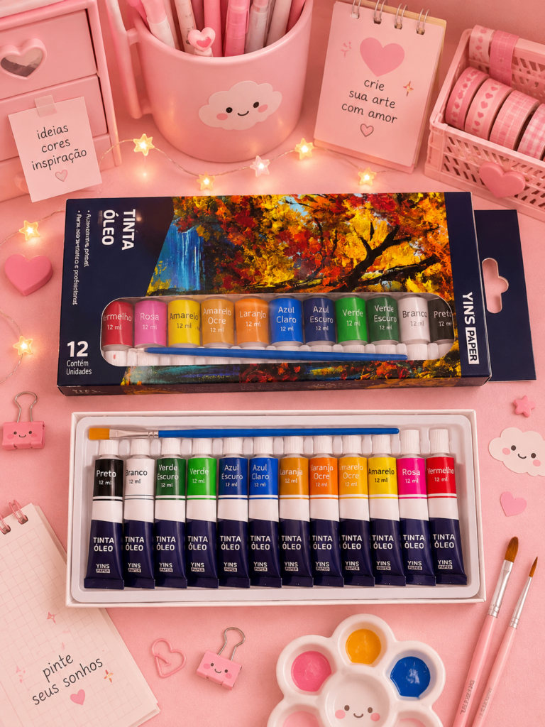 Kit Tinta Óleo C/ 12 Cores