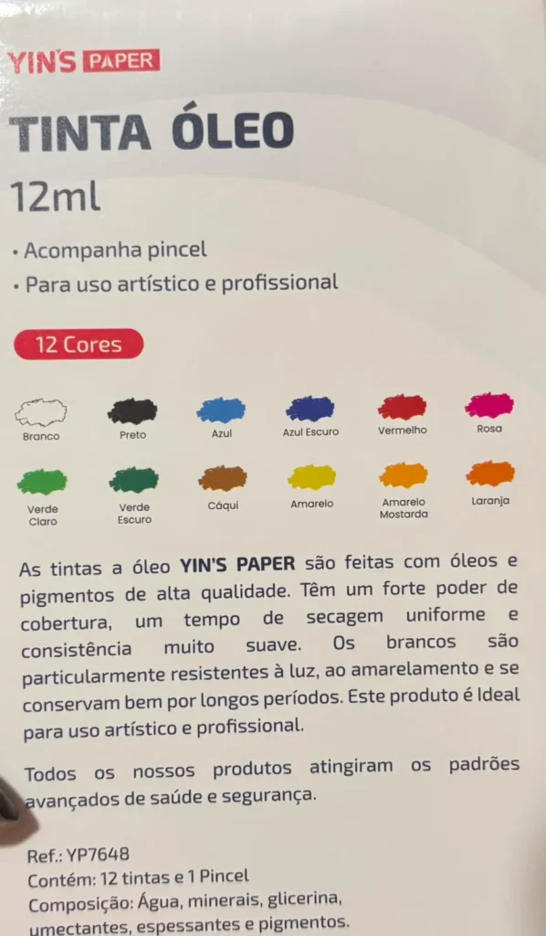 Kit Tinta Óleo C/ 12 Cores