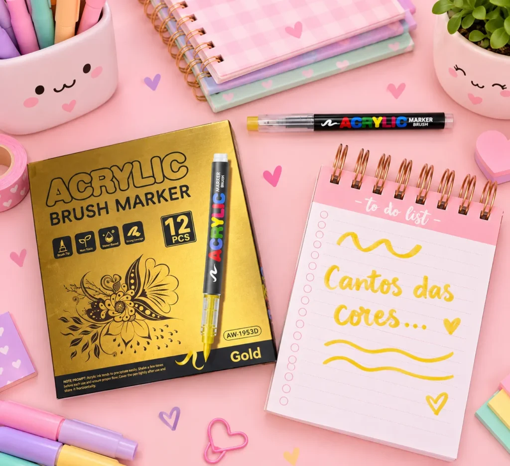 Caneta Acrilyc Dourada