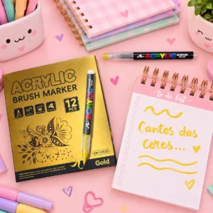 Caneta Acrilyc Dourada - Imagem 1