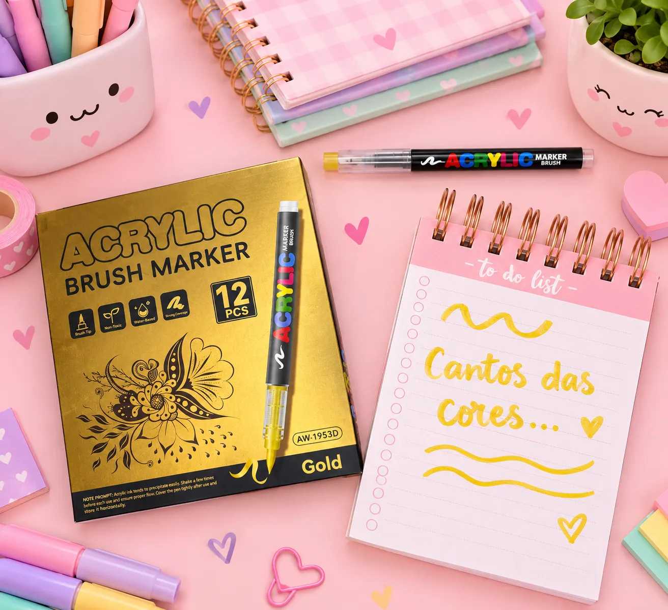 Caneta Acrilyc Dourada - Imagem 1
