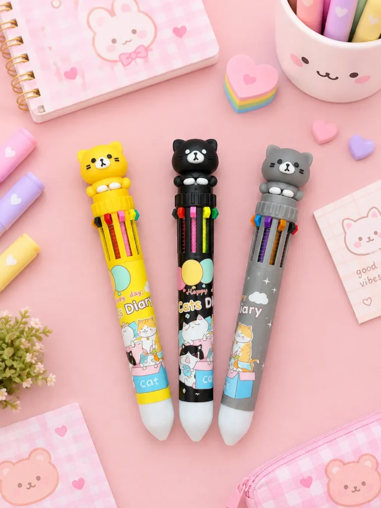 Caneta 10 Cores Gatinho