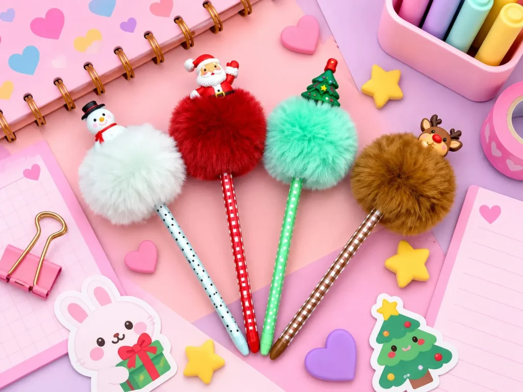 Caneta Pompom Natal
